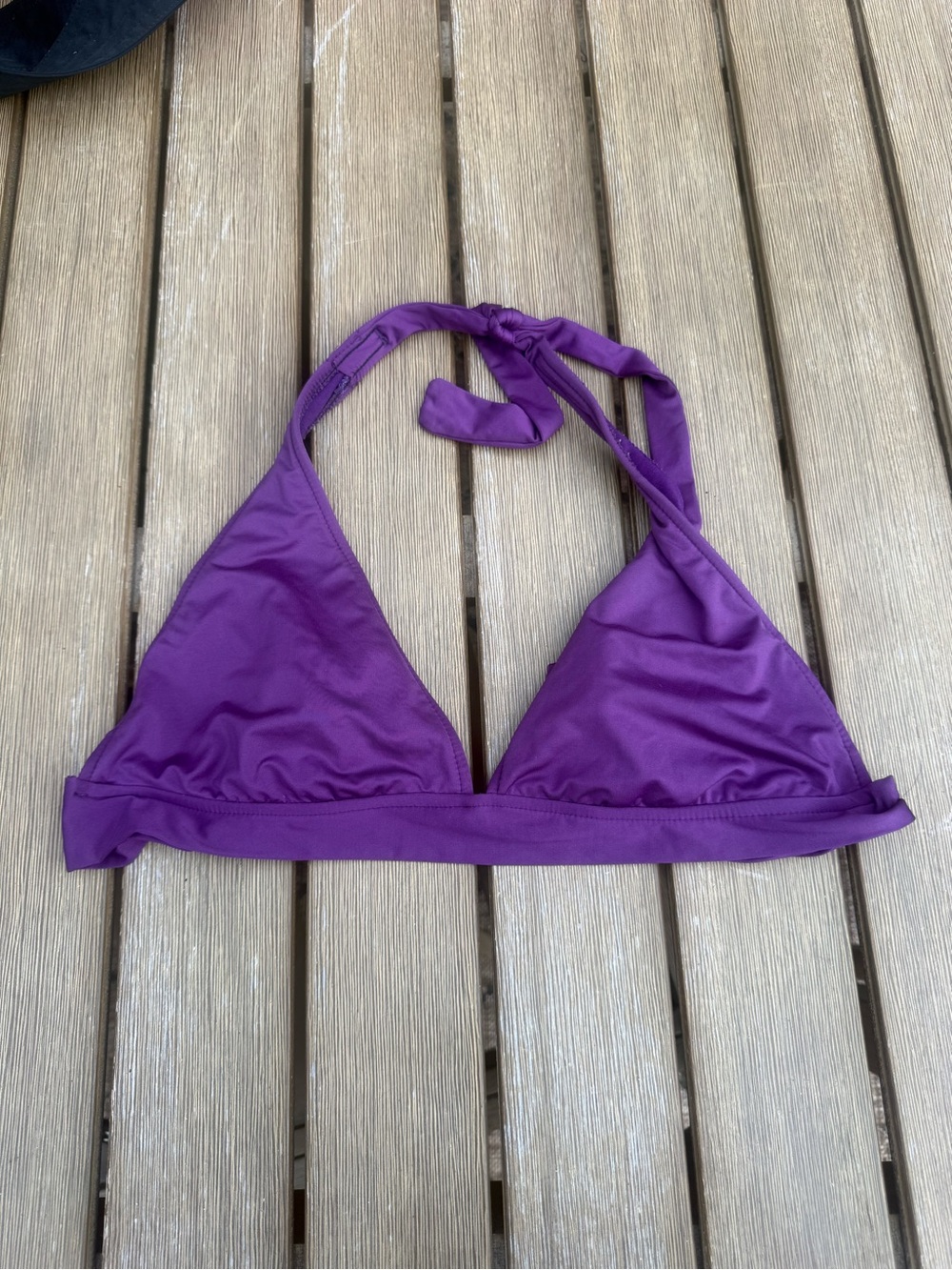 Purple Triangle Halter Bikini Top Tie Neck Back Swimwear